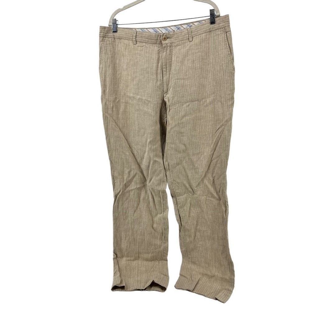 Zara Nature Men's Linen Pinstriped Flat Front Pants 38